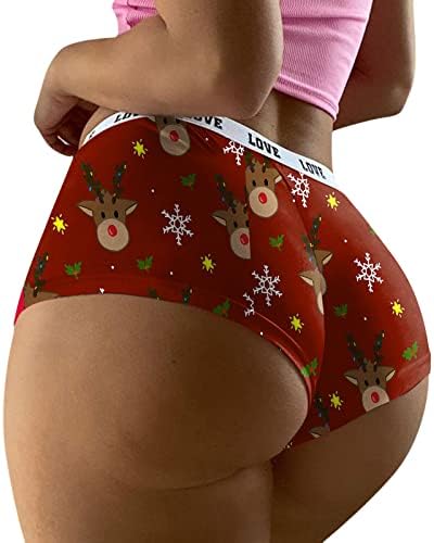 תחתוני חג המולד לנשים סקסיות כותנה כותנה תחתוני הנחלה חג המולד פיג'מה מכנסיים קצרים סנטה איילים איילים