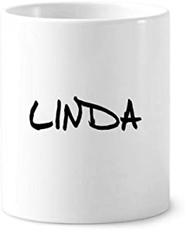 כתב יד מיוחד שם אנגלי לינדה מברשת שיניים מחזיק עט ספל קרמיקה עמדת עיפרון