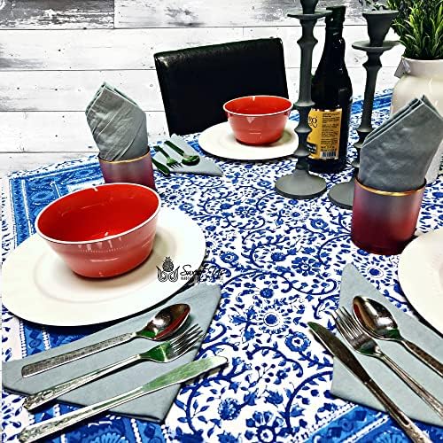 ארהב מתוקה בוגוניה כותנה פרחונית בלוק דפסת שולחן מפת שולחן ומפית אפור אחת, מטלית אוכל פרחונית מטבח,