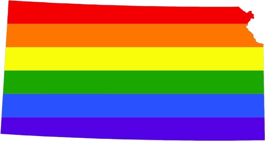 קנזס בצורת מדינת גאווה גאווה מדבקת דגל קשת מדבקת דבק עצמי ויניל LGBT KS - C3133 - 6 אינץ 'או 15 סנטימטרים