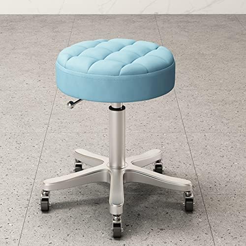 כיסא שרפרף מתגלגל ESGT על גלגלים עור PU עגול צואה מסתובבת מתכווננת 360 מעלות כיסא הידראולי סיבוב כיסא