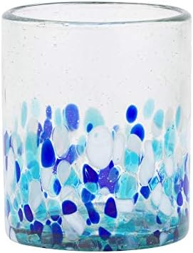 אמיצ ' י בית באהיה כפול מיושן שתיית זכוכית 12 אונקיות נוזל כחול ולבן אומברה