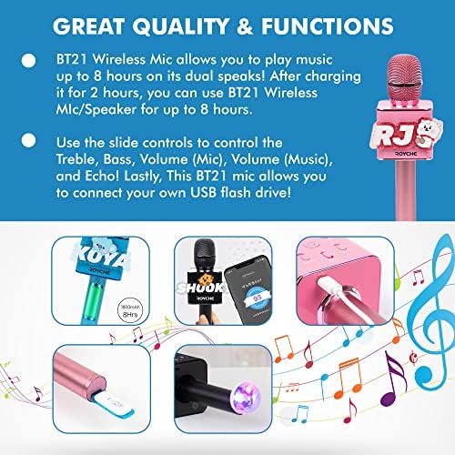 Royche Bts Bluetooth אלחוטית מיקרופון ורמקול, כל שבע הדמויות של BTS בצבעים חמודים משלהם