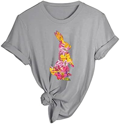 חולצות שרוול ג ' לנשים נשים אביב קיץ ארנב מודפס שרוול קצר חולצה לא חולצה קצרה