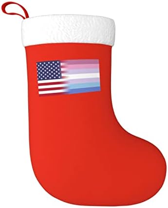 TZT אמריקאי דגל גאווה אמריקאי גרבי חג המולד, מתנות למסיבת חג חג המולד לקישוטים לחג משפחתי 18 אינץ '