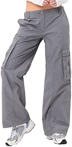 מכנסי מטען רחבים של KMBangi מכנסי טרנינג רגל נמוכים מכנסי טרנינג רגל רחבים מרובי כיסים מזדמנים מכנסי
