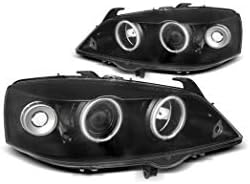 פנסי רכב-1480 קדמי אורות רכב מנורות פנס פנסי נהג ונוסע צד סט שלם פנס עיני מלאך שחור תואם עם אופל אסטרה