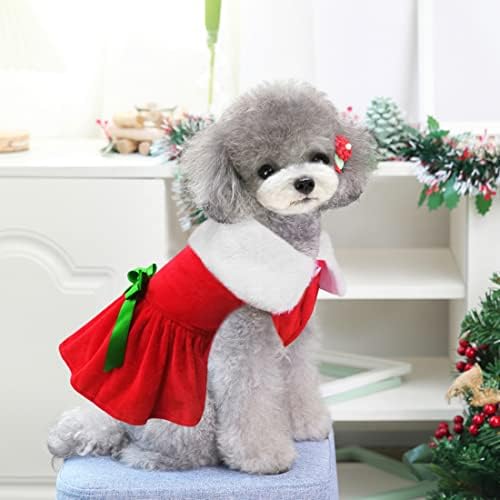 שמלת כלב חג המולד של אידפט 2 חתיכות, סנטה קלאוס חצאית כלב חג המולד תחפושת גור תלבושת חג המולד כלב בנות