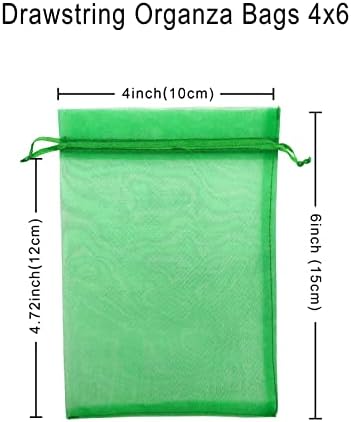 100 יחידות ירוק אורגנזה שקיות 4 * 6 אינץ חג המולד רשת שרוך שקיות קטן תכשיטי שקיות עבור סנט פטריק יום