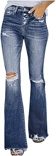 מכנסי מכנסי ג'ינס לנשים CJHDYM מכנסיים מגפיים מוצקים מכנסיים מכנסיים באורך מלא חברה רגועה רגליים ישר