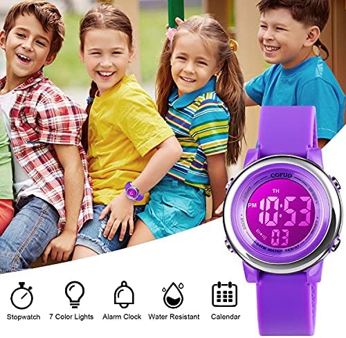 ילדים דיגיטלי ספורט עמיד למים שעון עבור בנות בנים, ילד ספורט חיצוני הוביל חשמל שעונים עם זוהר מעורר