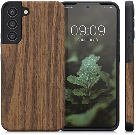 מארז אופטיקה של Kwmobile Wood תואם ל- Samsung Galaxy S22 Plus - כיסוי מגן TPU בעיצוב עץ דו -גוני - חום