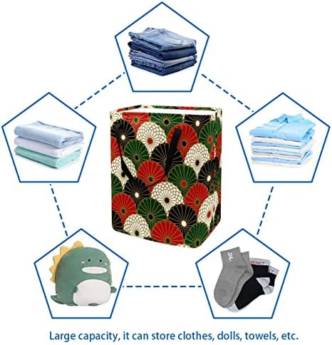 יפני חרצית דפוס הדפסת מתקפל סל כביסה, 60 ליטר עמיד למים סלי כביסה סל כביסה בגדי צעצועי אחסון עבור במעונות