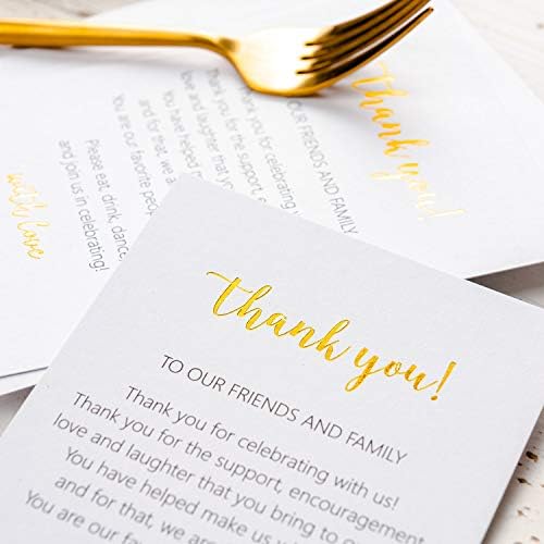 קריסקי 50 יחידות חתונה תודה מקם כרטיסי הגדרה, רדיד זהב תודה, סידורי שולחן חתונה אופנתיים ואלגנטיים וקישוטי