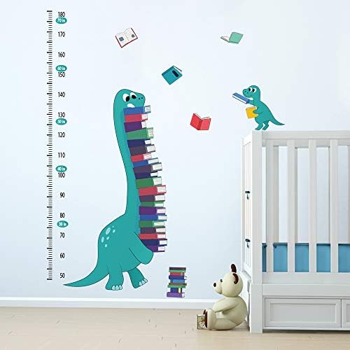 דינוזאורים של Ufengke תרשימי גובה מדבקות קיר ספרים צמיחה מדבקות קיר עיצוב אמנות לילדים חדר שינה פעוטון