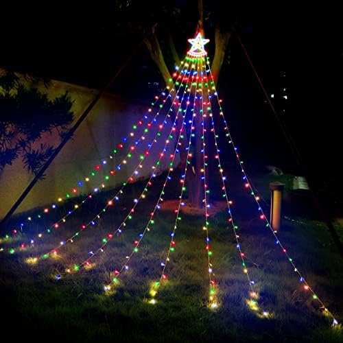 קישוטי חג המולד חיצוניים אורות אורות חצר חיצוניים, 12 רגל 317 LED קישוטי חצר עץ חג המולד גבוה