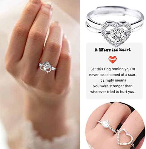 להקת חתונה לנשים מדומה טבעת אירוסין של יהלום פשוט בצורת שתיים בערמה אחת טבעות זירקון פתוחות טבעות נישואין
