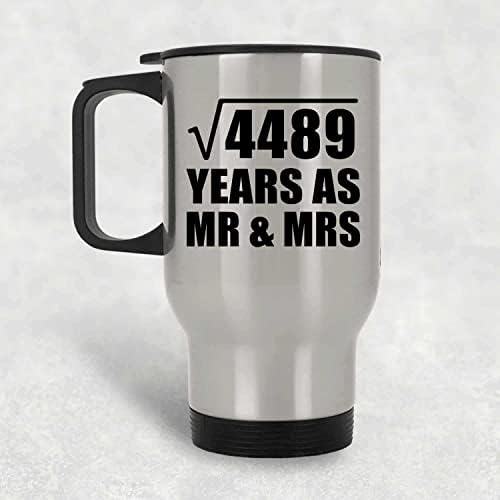 תכנן שישי 67 שנה שורש ריבוע של 4489 שנים כמר & MRS, ספל נסיעות כסף 14oz כוס מבודד מפלדת אל חלד, מתנות