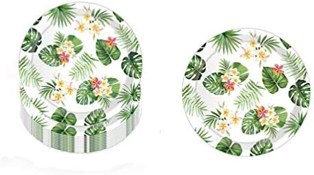 AMOSFUN 16 יחידות צלחות עלים דקלים צלחות מסיבת נייר טרופיות לוהיאן הוואי לוהא אספקת מסיבות לחוף, בריכה,