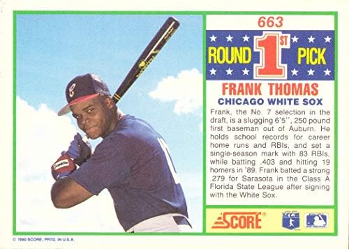 1990 ציון בייסבול 663 כרטיס טירון פרנק תומאס