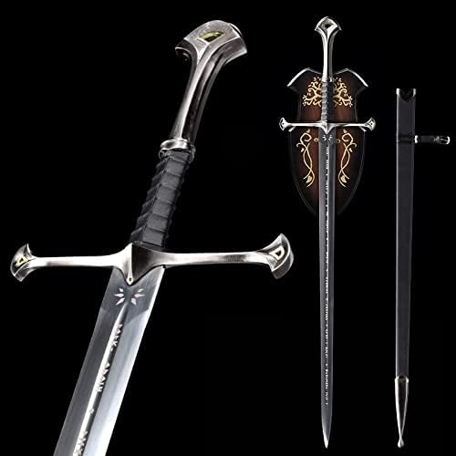 חרבות SHZBZB סרט אופנה חרבות מערביות מפלדת אל חלד העתק חרב אראגון מימי הביניים לא שופע עם מעמד תלוי