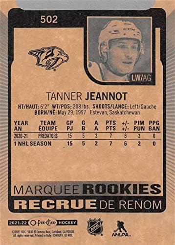 2021-22 O-PEE-CHEE 502 TANNER JEANNOT RC טירון NASHVILLE טורפים NHL הוקי כרטיס מסחר