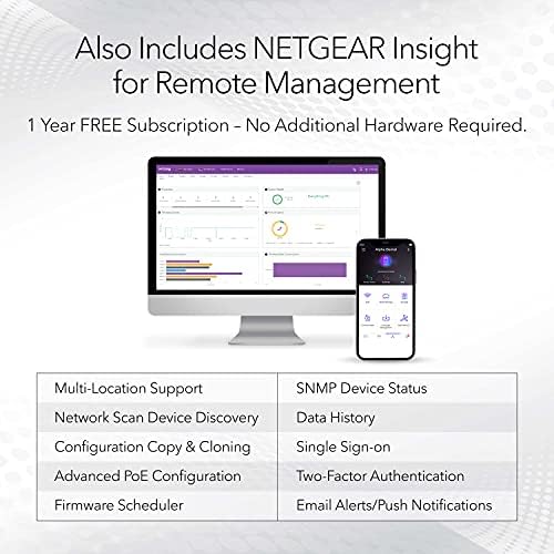 NetGear 52 -Port Poe Gigabit Ethernet Switch Switch - ניהול ענן מנוהל, אופציונלי, 48 x POE+ @ 380W