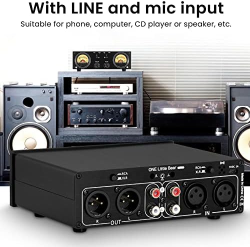ממיר שמע Asixxsix, מתג RCA מתג XLR Stereo Strearo Audio, מתג בורר שמע מאוזן נייד עם איסוף מיקרופון,