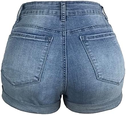 מכנסי ג'ינס קרועים לנשים קרועות למכנסיים קצרים במותניים גבוה