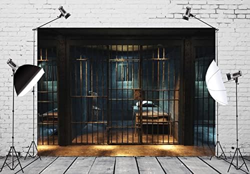 Loccor כלא תפאורה בד 10x6.5ft ישן כלא תאי תאים ברים צילום רקע רקע משטרת גנגסטר נושא מסיבה ספל פלילי