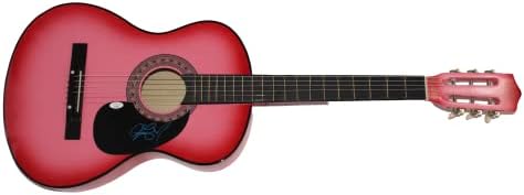 לורן אליינה חתמה על חתימה בגודל מלא ורוד גיטרה אקוסטית עם ג 'יימס ספנס אימות ג' יי. אס. איי קואה - מוזיקת