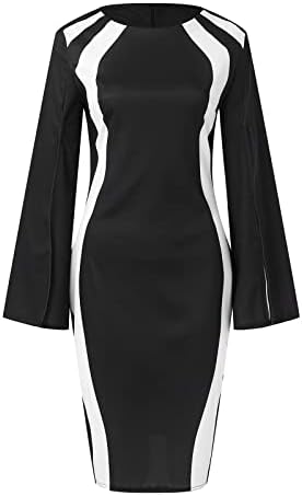 שמלת טוניקה מיאשוי שרוול ארוך נשים גדולות צוואר עגול עם צוואר מודפס שמלה בכושר דק אופנה סיבתי שמלות