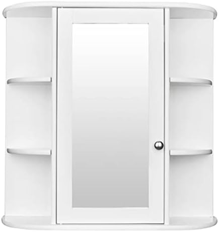 אמבטיה קיר רכוב ארון מדף 3 נדבך אחת דלת מראה מנעול מגנטי קל להתקין חסון ועמיד לבן