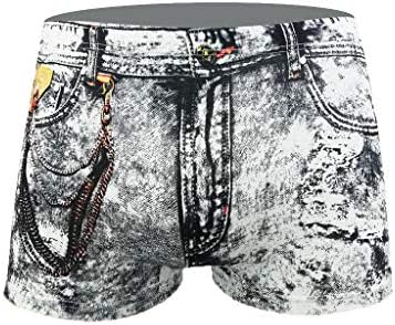 בוקסרים לגברים תחתונים תחתוני כיס גברים בוקסר ג'ינס סקסית מכנסי אופנה מודפסים מכנסיים קצרים תחתונים