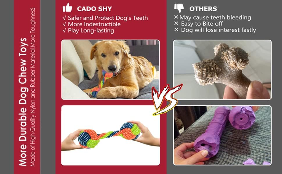 Yoociz צעצועי כלבים קשוחים לעיסות אגרסיביות, צעצועי כלבים גדולים עם צעצועים גדולים יותר של חבל קשרים