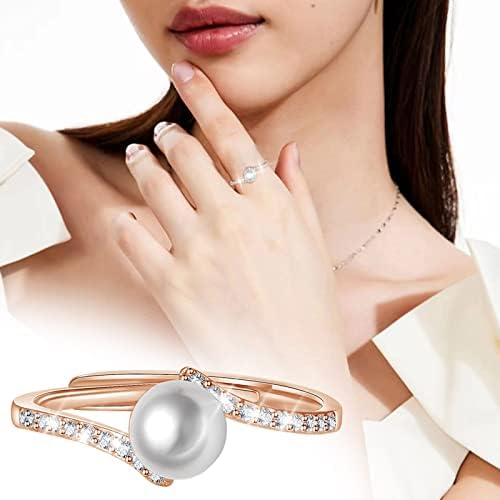 טבעות אירוסין לנשים טבעות ערימה יהלומי פנינה טבעת טבעת נישואין פשוטה מתנות מתנות אביזרים פופולריים טבעת