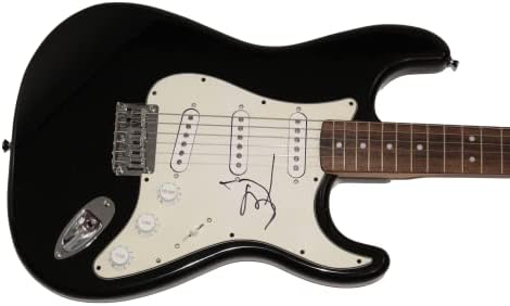 ג 'וני דפ חתם על חתימה בגודל מלא פנדר שחור סטראטוקסטר גיטרה חשמלית עם ג' יימס ספנס ג 'יי. אס. איי מכתב
