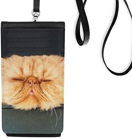 חיה מצחיק חתול צהוב מצחיק צילום טלפון ארנק תלייה כיס נייד כיס שחור
