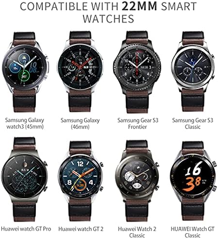 BINLUN CANVAS HYBRID SMARTWATCH BANDS תואמים לשעון Galaxy Samsung, התואם לשעון Huawei, תואם ל- Garmin