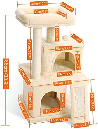 מגדל חתולי עץ חתולים מודרניים הכולל עמודי גירוד מכוסים סיסל, דירה מרווחת ומוט גדול לחתולים קטנים עד