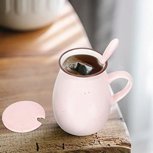 Zerodeko קרמיקה קפה ספל חסינה כוס עם מכסה כף סט חידוש חלב בוקר כוסות קוואי ספלי תה כוס שתייה כוס יום