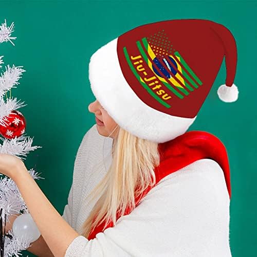 ברזילאי ג 'יו-ג' יטסו אמריקאי דגל חג המולד כובע סנטה כובע עבור יוניסקס מבוגרים נוחות קלאסי חג המולד
