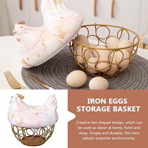 ברזל ביצת אחסון סל קרמיקה עוף עיצוב למעלה ביצה מחזיק ארגונית מקרה מיכל ביצת סל מחזיק