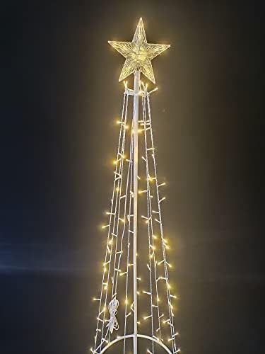 עץ דקורטיבי מתכת LED עם כוכב עליון - לבן חם