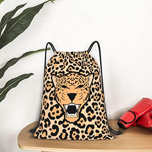 Pauseboll Cheetah Leopard Print Skring Bag, Cheetah Leopard Print Drapstring תרמיל לנשים, שקית חוט קל