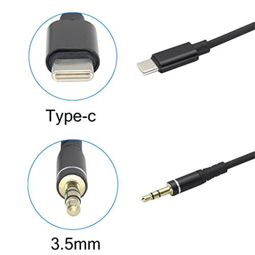 HCFENG USB C עד 3.5 ממ כבל מפותל כבל מפותל מסוג C עד 3.5 ממ רכב אוזניות זכר סטריאו שקע שמע שקע תואם