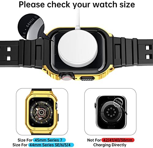מארז מטאל של Suplink עם פס תואם Apple Watch 44/45 ממ, מכסה נירוסטה לגברים עם פס TPU לסדרת IWatch 8 7