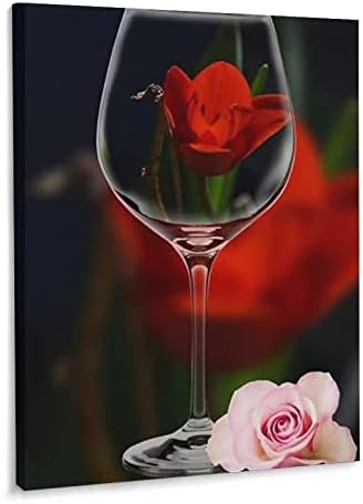 גביע ורד מודרני אמנות קיר רומנטי אמנות זכוכית זכוכית זכוכית קיר אמנות קיר ציורי קיר קיר קיר עיצוב קיר