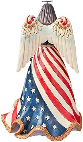 Enesco Jim Shore Heartwood Creek מלאך פטריוטי עם פסלון שמלת דגל, 9.8 , רב צבעוני