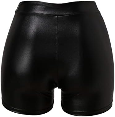 מכנסי שלל דמוי עור דמוי דמוי נמוך לנשים סקסיות ומרשימות קת טייץ רזה נמתחות חותלות מכנסיים קצרים, FG69